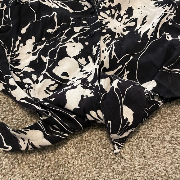 Anne Fontaine Floral button down sleeveless blouse shirt coastal resort travel - Picture 2 of 6